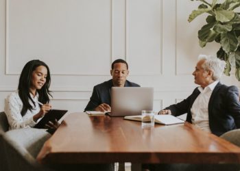 Business people using business tools