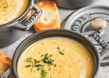 close up of plated Acorn Squash Soup