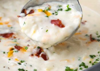 Ladle full of Creamy Potato Soup