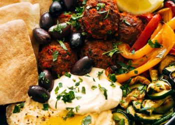 Close-up of Harissa Meatballs in a bowl
