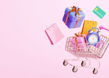 Holiday sales shopping cart pink