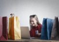 Woman shopping online at home