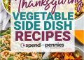 a cooked green bean casserole recipe in a white serving dish with a spoon