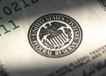 United States Federal Reserve System symbol. Bitcoin