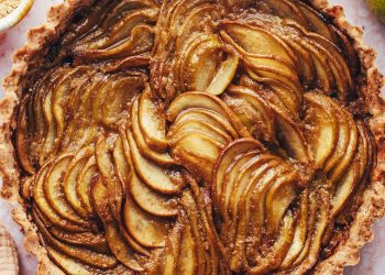 Overhead shot of our caramelized pear and ginger tart