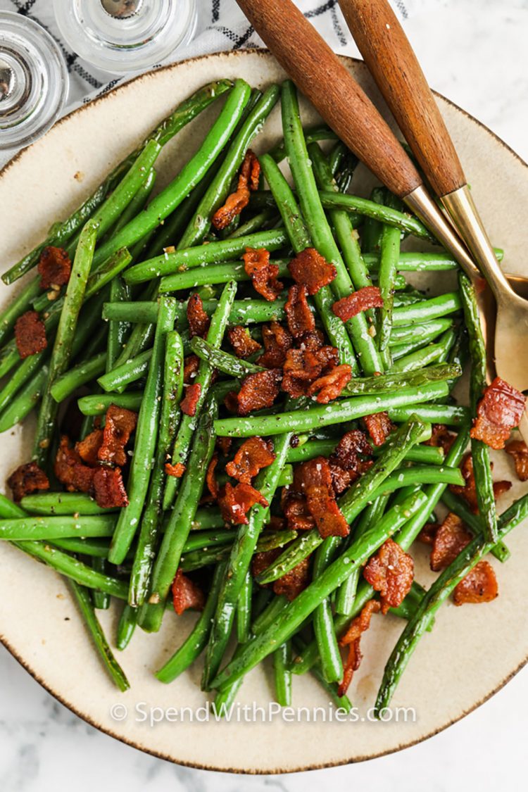 plated Green Beans with Bacon
